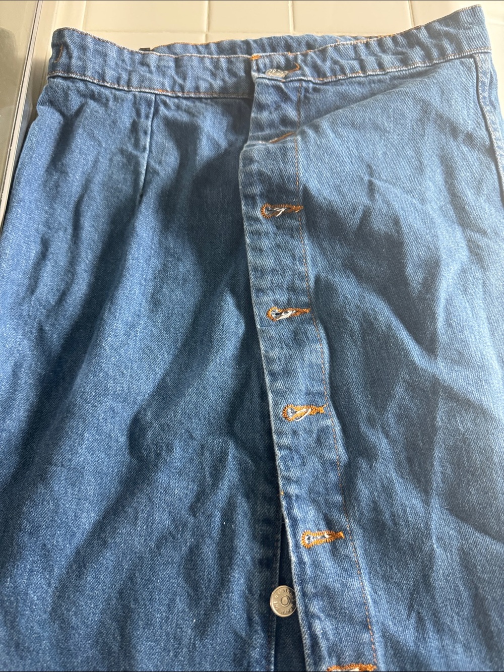 Classic womens Button-Front Blue Denim Jeans